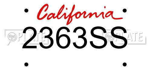 2363SS California License Plate