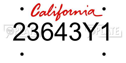 23643Y1 California License Plate