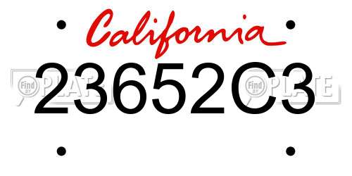 23652C3 California License Plate