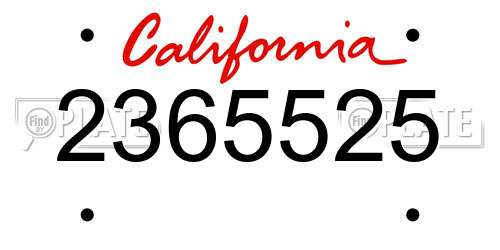 2365525 California License Plate