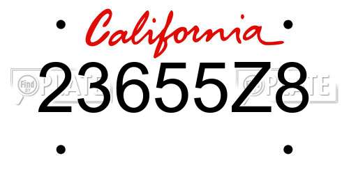 23655Z8 California License Plate