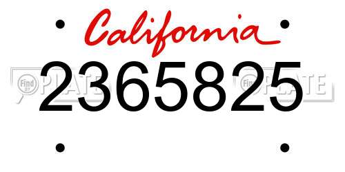 2365825 California License Plate