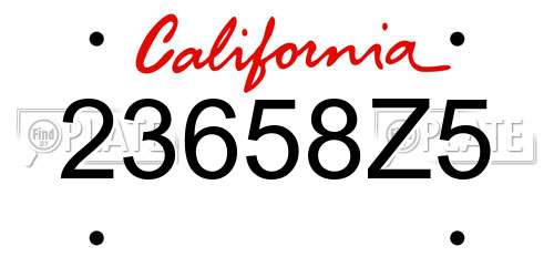 23658Z5 California License Plate