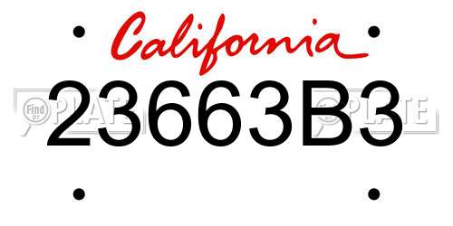 23663B3 California License Plate