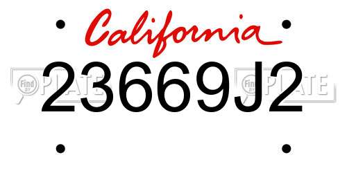 23669J2 California License Plate
