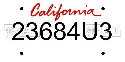 23684U3 California License Plate