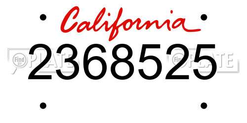 2368525 California License Plate