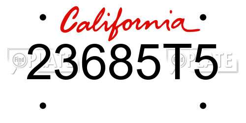 23685T5 California License Plate