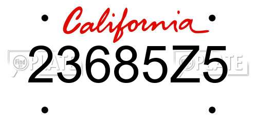 23685Z5 California License Plate