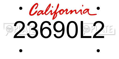 23690L2 California License Plate