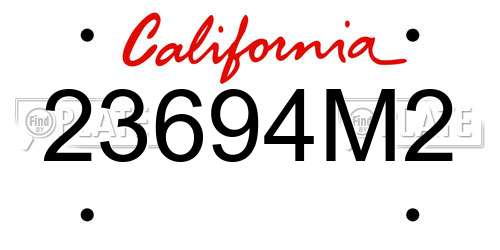 23694M2 California License Plate