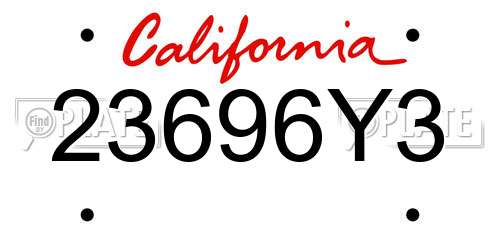 23696Y3 California License Plate