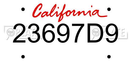 23697D9 California License Plate