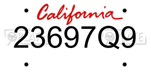23697Q9 California License Plate