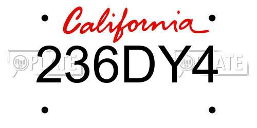 236DY4 California License Plate