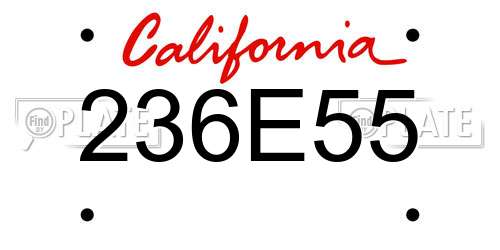 236E55 California License Plate