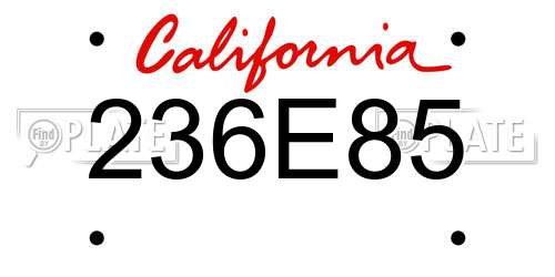 236E85 California License Plate