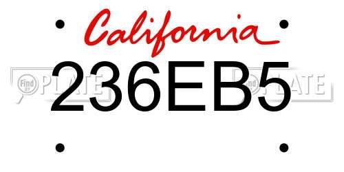236EB5 California License Plate