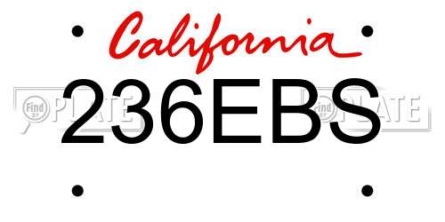 236EBS California License Plate
