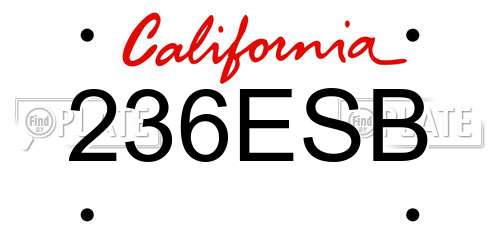 236ESB California License Plate
