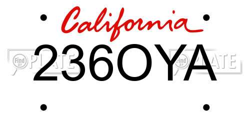 236OYA California License Plate