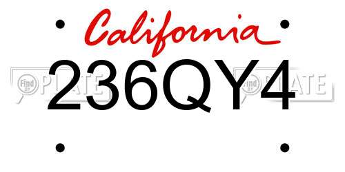 236QY4 California License Plate