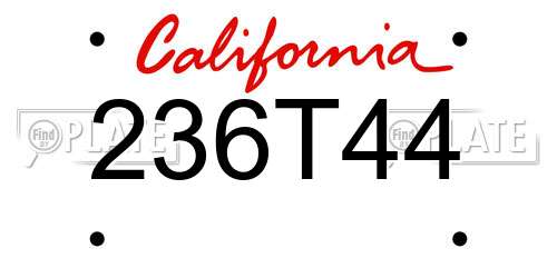 236T44 California License Plate