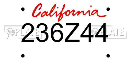 236Z44 California License Plate
