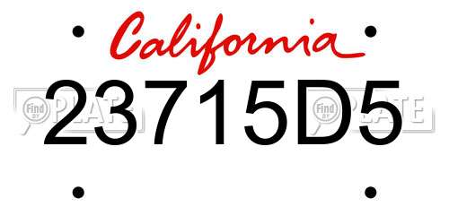 23715D5 California License Plate