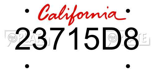 23715D8 California License Plate