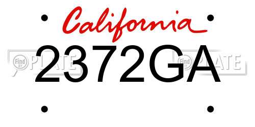 2372GA California License Plate