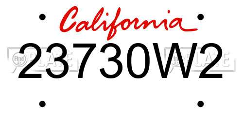 23730W2 California License Plate