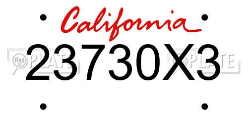 23730X3 California License Plate
