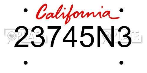23745N3 California License Plate