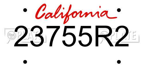 23755R2 California License Plate