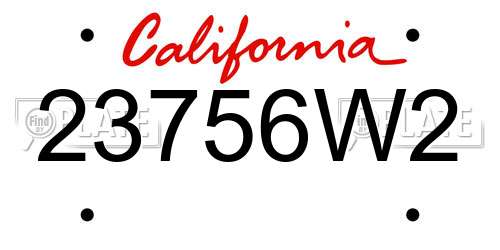 23756W2 California License Plate
