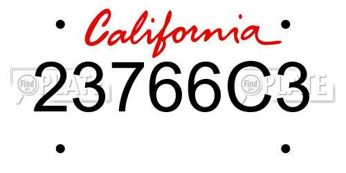 23766C3 California License Plate