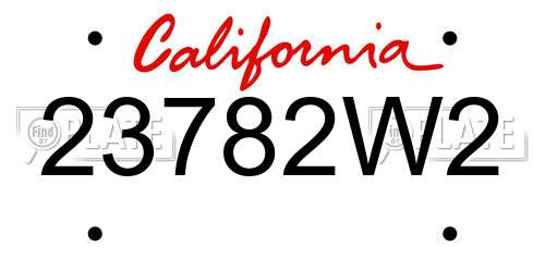 23782W2 California License Plate
