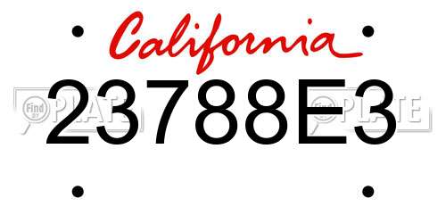 23788E3 California License Plate