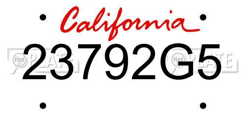 23792G5 California License Plate