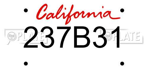 237B31 California License Plate