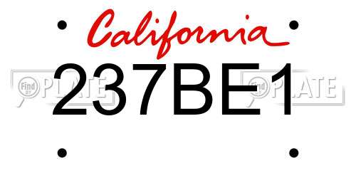 237BE1 California License Plate