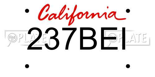 237BEI California License Plate