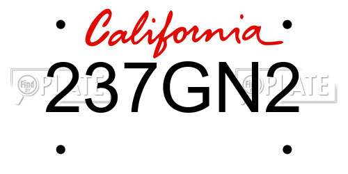 237GN2 California License Plate