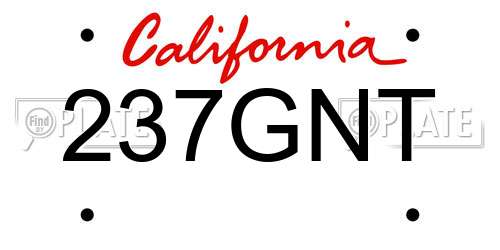 237GNT California License Plate