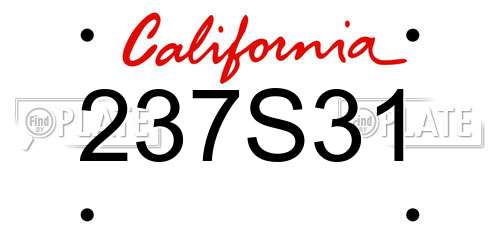 237S31 California License Plate