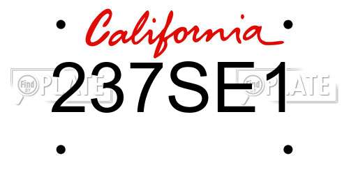 237SE1 California License Plate