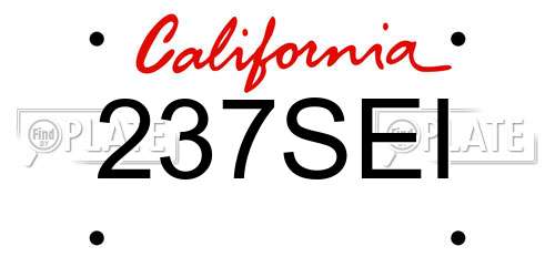 237SEI California License Plate