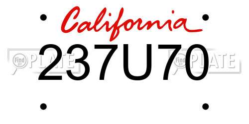 237U70 California License Plate