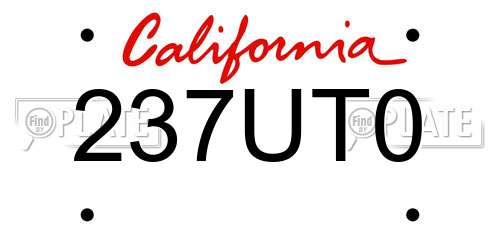 237UT0 California License Plate